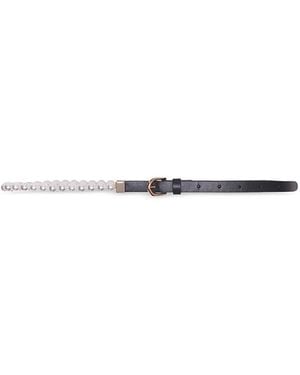 Maje Bead & Leather Belt - White