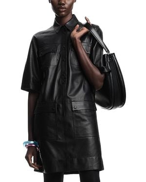 Emporio Armani Leather Collared Dress - Black