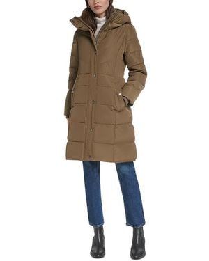 Cole Haan Knit Collar Taffeta Puffer Jacket - Natural