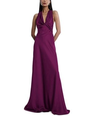 BCBGMAXAZRIA Bcbg Cowl Neck Halter Gown - Purple