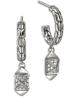 John Hardy Sterling Icon Diamond Pyramid Cluster Drop Earrings - White