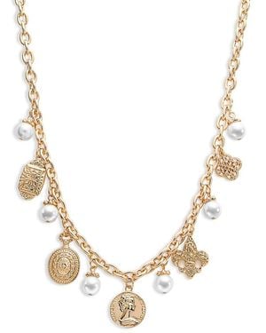 Aqua Mixed Charm Necklace, 18 - Metallic