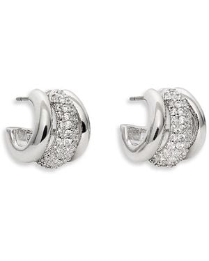 Kate Spade Tiny Twinkles Pave Triple Row Huggie Hoop Earrings - Metallic
