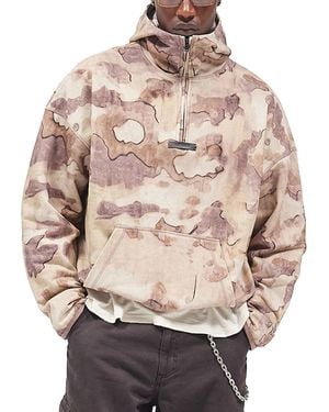 Represent Storm Cotton Stand Collar Quarter Zip Camo Hoodie - Gray