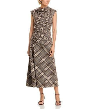 Jonathan Simkhai Burke Cowl Neck Plaid Dress - Brown