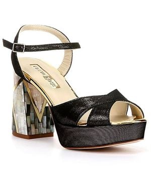 freya rose Zahra Noir Ankle Strap Pearl Heel Sandal - Black