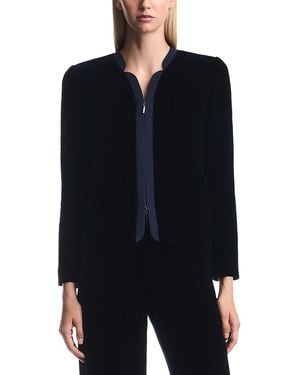 Emporio Armani Zip Front Velvet Blazer - Blue