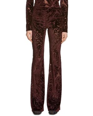 Etro Velvet Flared Leg Pants - Brown