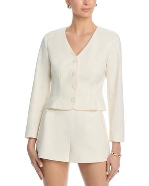 French Connection Halsey Twill Tailored Cropped Jacket - White