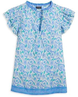 Vineyard Vines Ruffled Sleeve Top - Blue