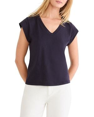 NIC+ZOE Cap Sleeve V Neck Supima Cotton Tee - Blue