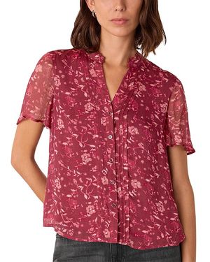 Whistles Ditsy Floral Split Neck Blouse - Red