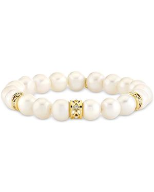 Sydney Evan 14K Diamond & Freshwater Pearl Rondelle Beaded Bracelet - White