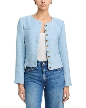 Aqua Multi Button Tweed Jacket - Blue