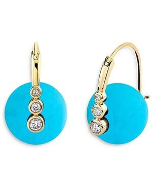 Sydney Evan 14K & Diamond Hoop Earrings - Blue