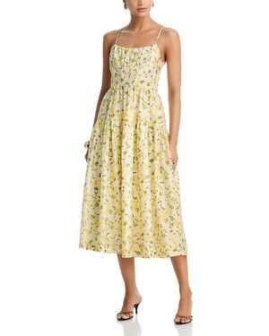 Aqua Floral Midi Dress - Yellow