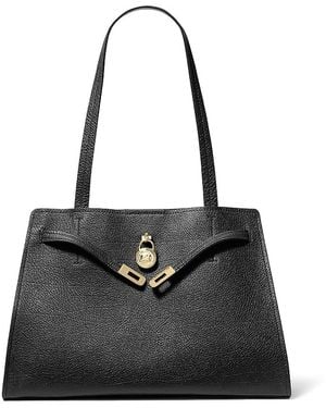 Michael Kors Hamilton Moderne Large Folded Leather Tote - Black