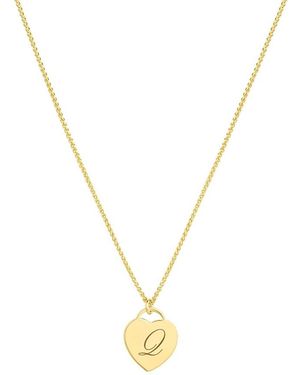 SET & STONES Alice Engraved Initial Heart Necklace - Metallic