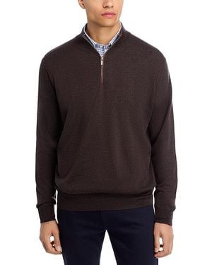 Peter Millar Autumn Crest Suede Trim Quarter Zip Sweater - Black