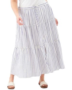 Karen Kane Plus Stripe Tiered Midi Skirt - White