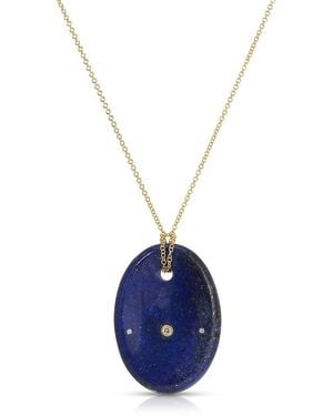 EF Collection 14K Lapis & Diamond Oval Aura Pendant Necklace, 26 - Blue