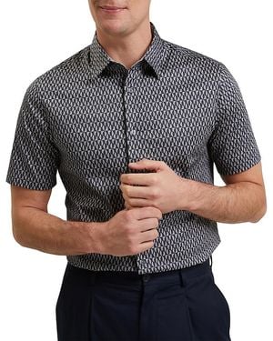 Ted Baker Cambay Geometric Leaf Print Short Sleeve Shirt - Gray