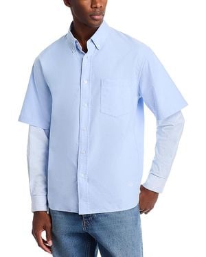 Jonathan Simkhai Quade Double Sleeve Button Down Shirt - Blue
