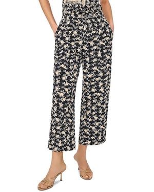 Cece Pull On Printed Eyelet Pants - Black
