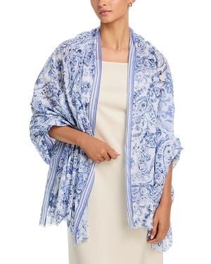 Fraas Oversized Floral Scarf - Blue
