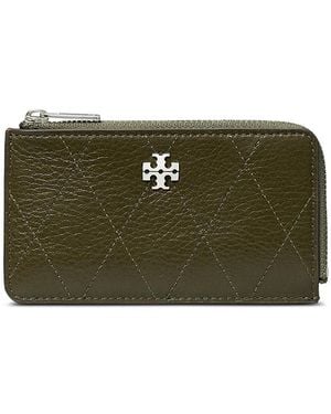 Tory Burch Charlie Quilted Leather Card Case - Green