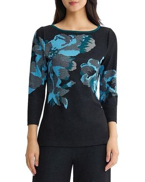 Ming Wang Floral Jacquard Soft Knit Tunic - Blue