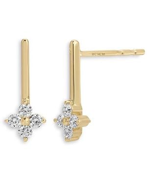 EF Collection 14K Diamond Fleur Bar Stud Earrings - White