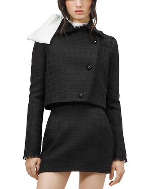 McQueen Wool-Blend Light Tweed Jacket - Black