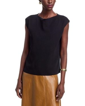 Sioni Drape Neck Cap Sleeve Sweater - Blue