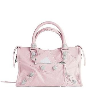 Balenciaga Le City Bag Small Giant Studs With Rhinestones - Pink