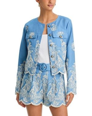 Aqua Embordered Blazer - Blue