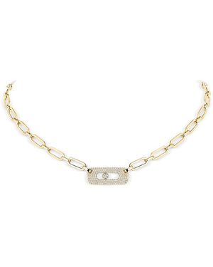 Messika 14K Move Link Diamond Gourmette Necklace, 17.71 - Metallic