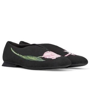 Camper Casi Myra Floral Twins Leather Ballerina - White