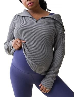 Ingrid & Isabel Maternity Zip Front Sweater - Grey