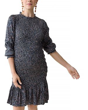 Ingrid & Isabel Smocked Maternity Dress - Blue