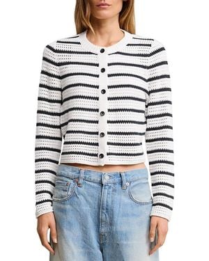Denimist Stripe Shrunken Cardigan Sweater - Blue