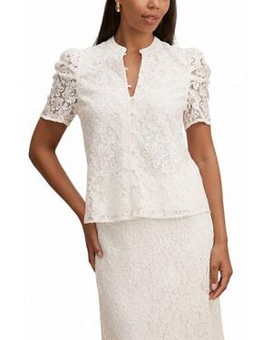EVER NEW Lina Short Sleeve Lace Blouse - White