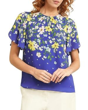 Hobbs Verena Floral Print Top - Blue