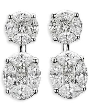 Zydo 18K Diamond Two Element Drop Mosaic Earrings, 1.73 Tcw - White