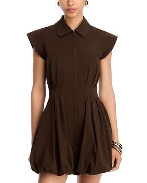 Steve Madden Dyanne Poplin Pleated Mini Dress - Brown