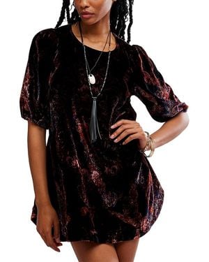 Free People Maye Printed Velvet Tunic Dress - Black