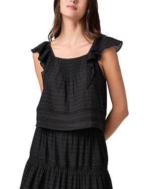 PAIGE Oaks Pintuck Ruffle Top - Black