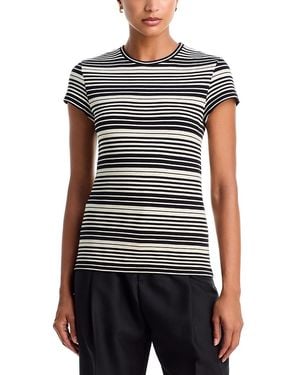 TOTEME Rib Stripe Stretch Cotton Short Sleeve Tee - White