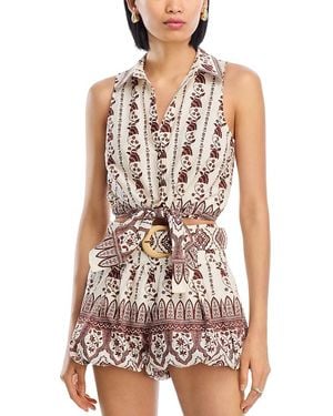 Cara Cara Highland Cotton Tie Front Top - White