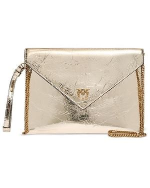 Pinko Metallic Leather Envelope Purse - Natural